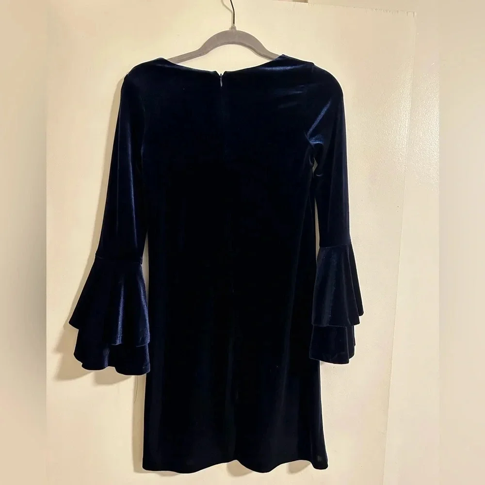 XS aqua Blue Velvet Dress - Picture 2 of 3